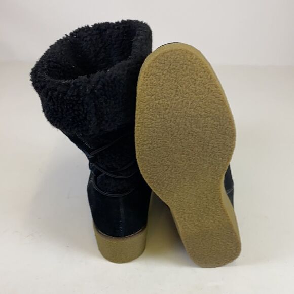 LANDS END Gray Suede Sherpa Lined Boots Size 10D C1 - Picture 8 of 9